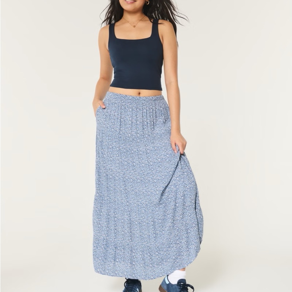 Floral Blue Maxi Skirt